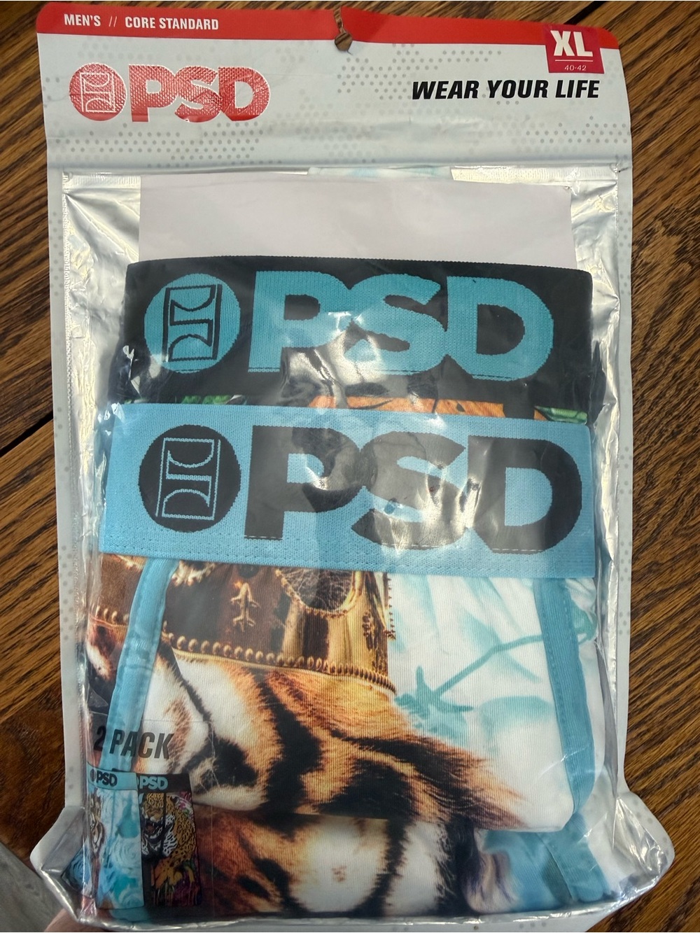 PSD Tiger Print Boxer Briefs with Turquoise & Black Waistbands